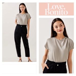 LOVE, BONITO Hailee Drape Jersey Top In Clay Color Asymmetrical Minimalist  Sz 4